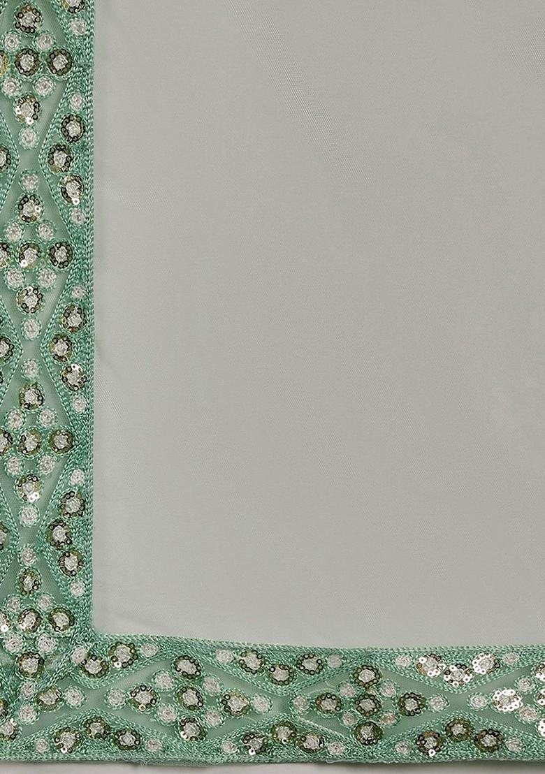 Green Sequin Embroidered Lehenga Set With Dupatta