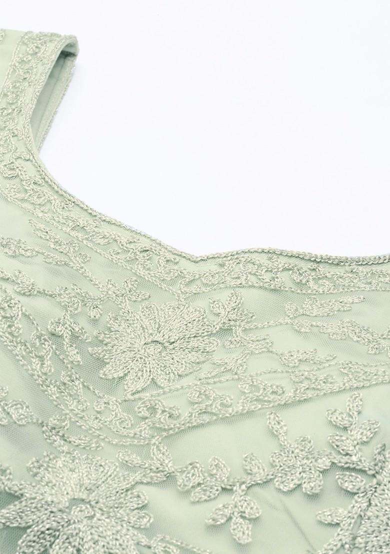 Green Embroidered Lehenga Set With Dupatta