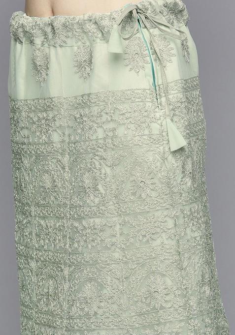 Green Embroidered Lehenga Set With Dupatta