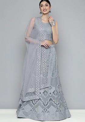 Green Sequin Embroidered Lehenga Set With Dupatta