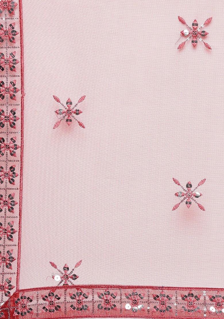 Maroon Embroidered Lehenga With Blouse And Dupatta