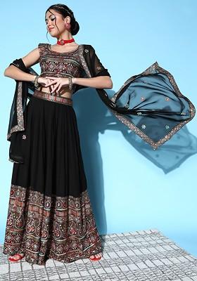 Black Sequin Embroidered Lehenga Set With Dupatta