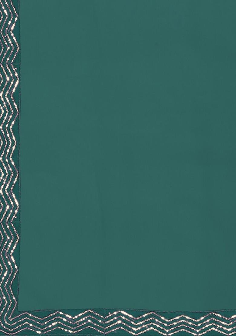 Green Embroidered Net Lehenga Set With Dupatta