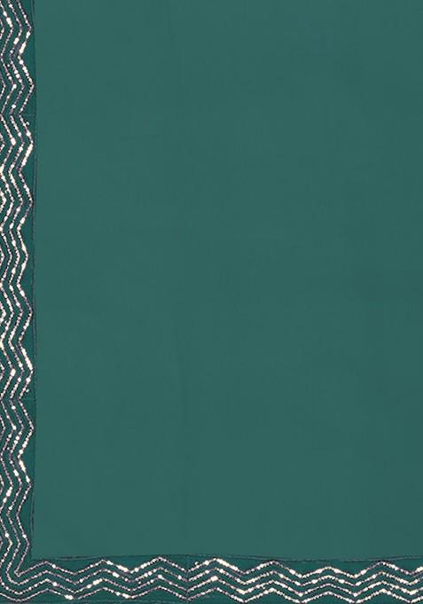 Green Embroidered Net Lehenga Set With Dupatta