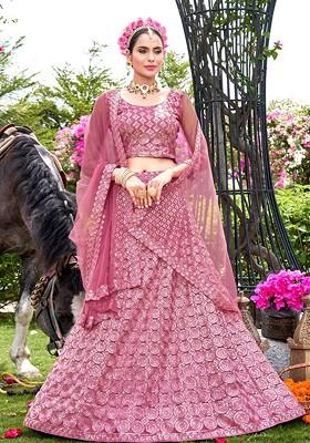 Pink Sequin Embroidered Lehenga Set With Dupatta