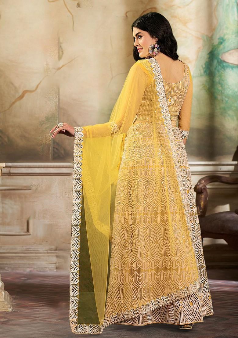 Yellow Sequin Embroidered Lehenga Set With Dupatta