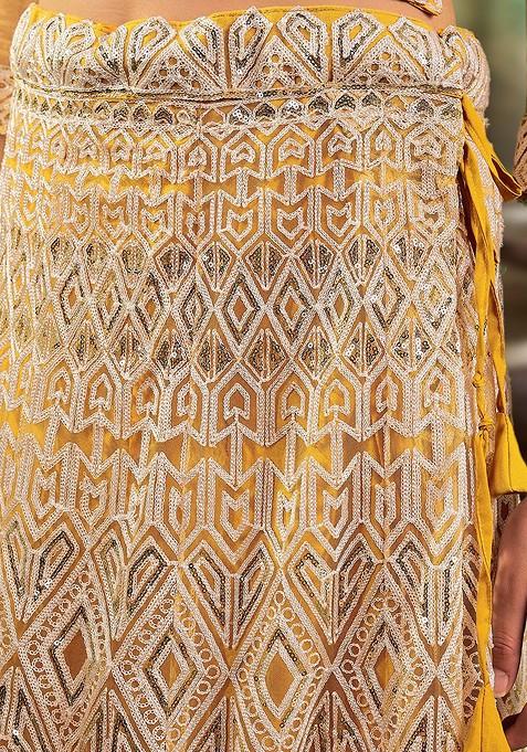 Yellow Sequin Embroidered Lehenga Set With Dupatta
