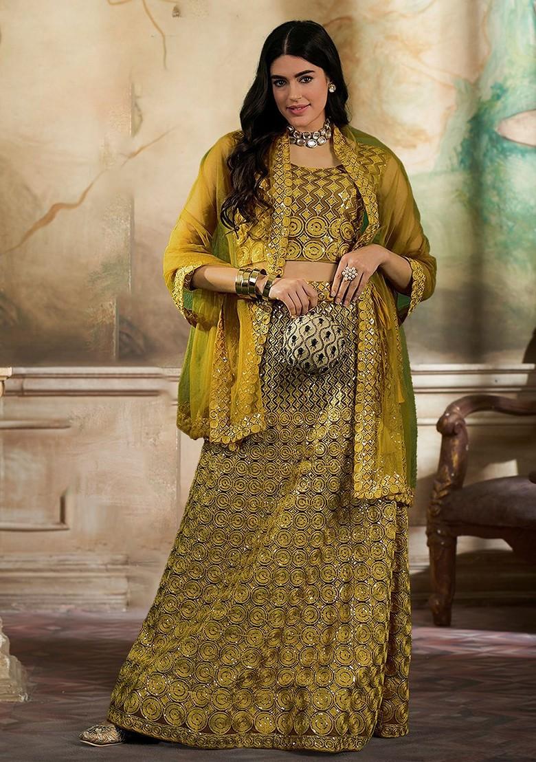 Yellow Sequin Embroidered Lehenga Set With Dupatta