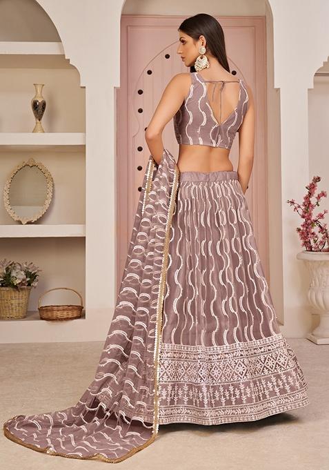 Onion Pink Embroidered Net Lehenga Set