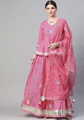 Pink Printed Cotton Lehenga set