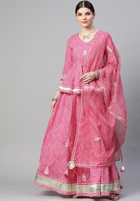 Pink Printed Cotton Lehenga set