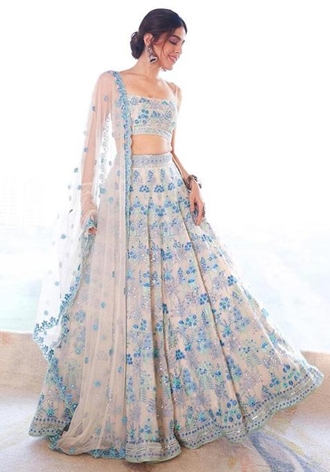 Multicolor Sequin Embroidered Faux Georgette Lehenga Set