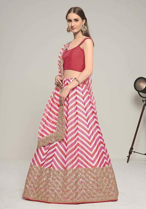 Multicolor Sequin Embroidered Georgette Lehenga Set