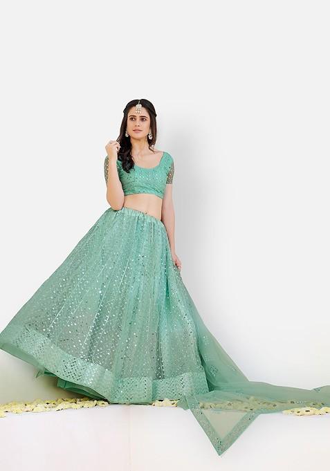 Ice Blue Sequin Embroidered Lehenga main image 1