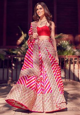 Multicolor Embroidered Georgette Lehenga Set