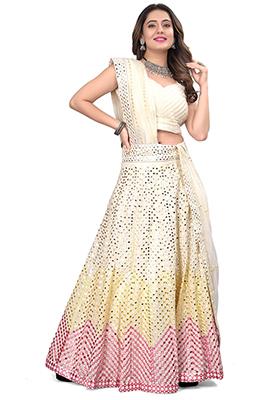 Multicolor Embroidered Georgette Lehenga Set