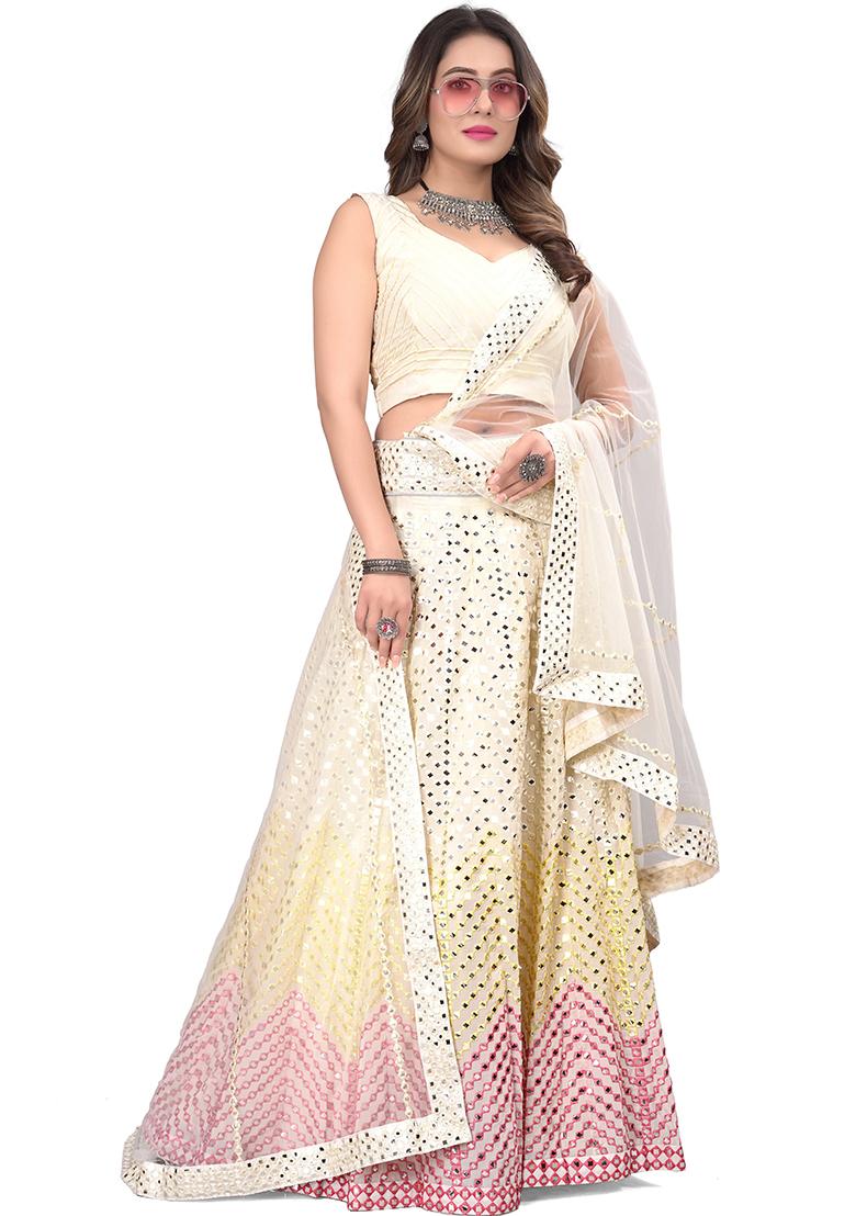 Multicolor Embroidered Georgette Lehenga Set