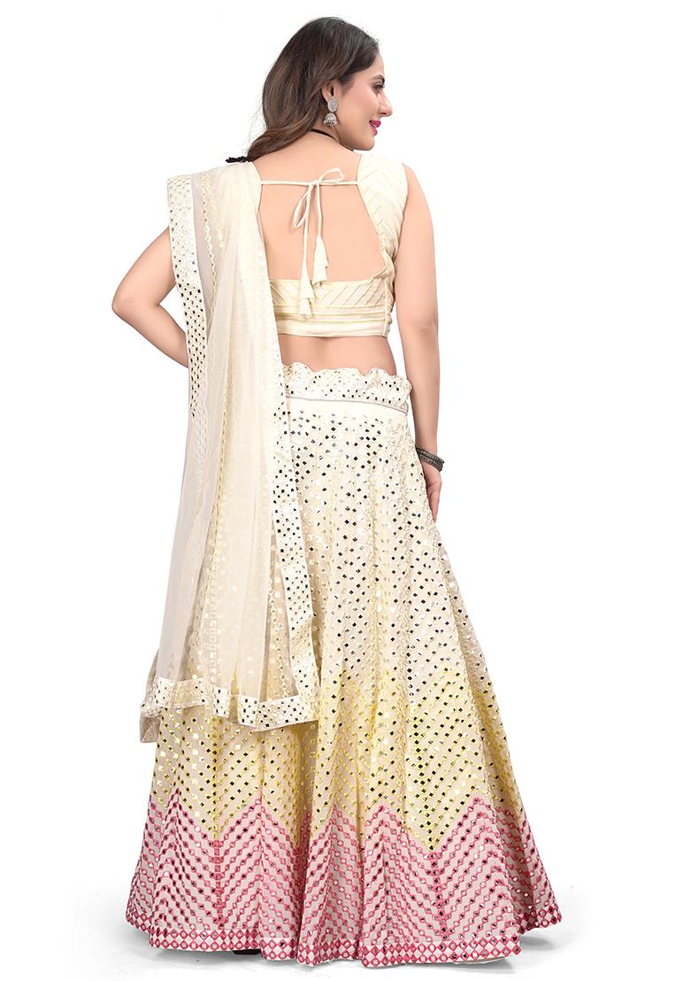 Multicolor Embroidered Georgette Lehenga Set