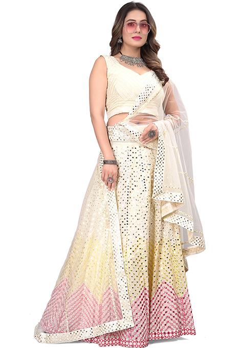 Multicolor Embroidered Georgette Lehenga Set