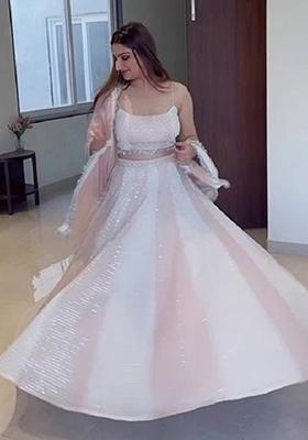 Multicolor Embroidered Faux Georgette Lehenga Set