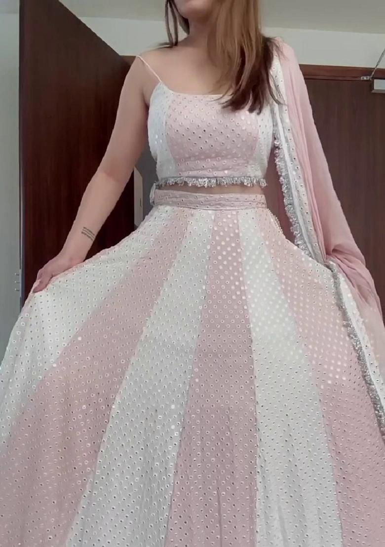 Multicolor Embroidered Faux Georgette Lehenga Set