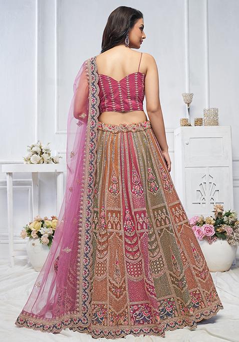 Multicolor Sequin Embroidered Soft Net Lehenga Set
