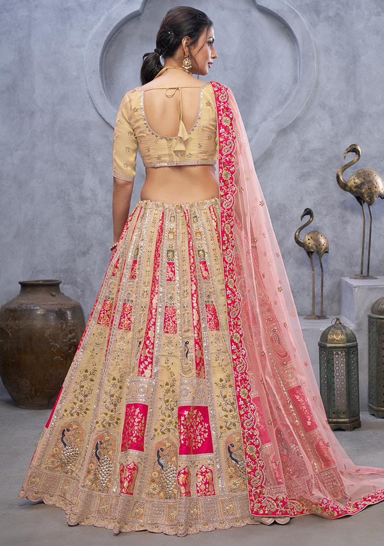 Pink Sequin Embroidered Organza Silk Lehenga Set