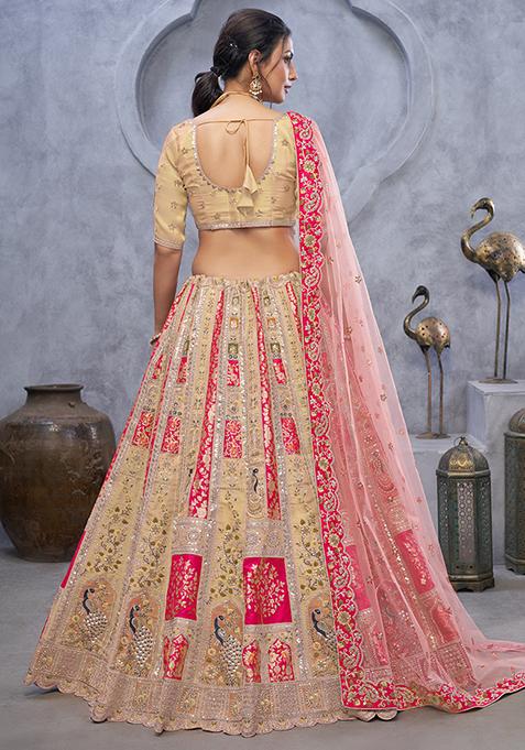 Pink Sequin Embroidered Organza Silk Lehenga Set