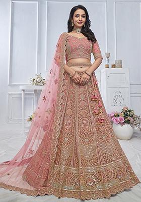 Onion Pink Sequin Embroidered Soft Net Lehenga Set