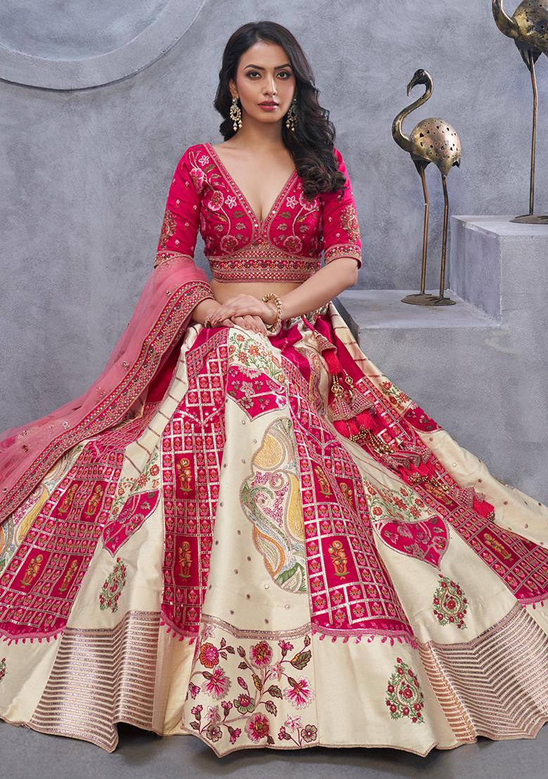 Ivory Paisley Motifs Raw silk Lehenga Set