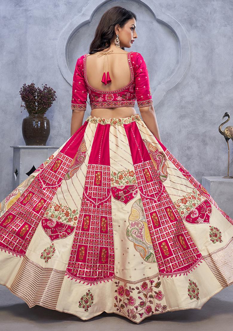 Ivory Paisley Motifs Raw silk Lehenga Set
