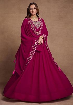 Pink Sequin Embroidered Georgette Lehenga Set