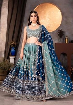 Multicolor Sequin Thread Embroidered Faux Georgette Lehenga Set