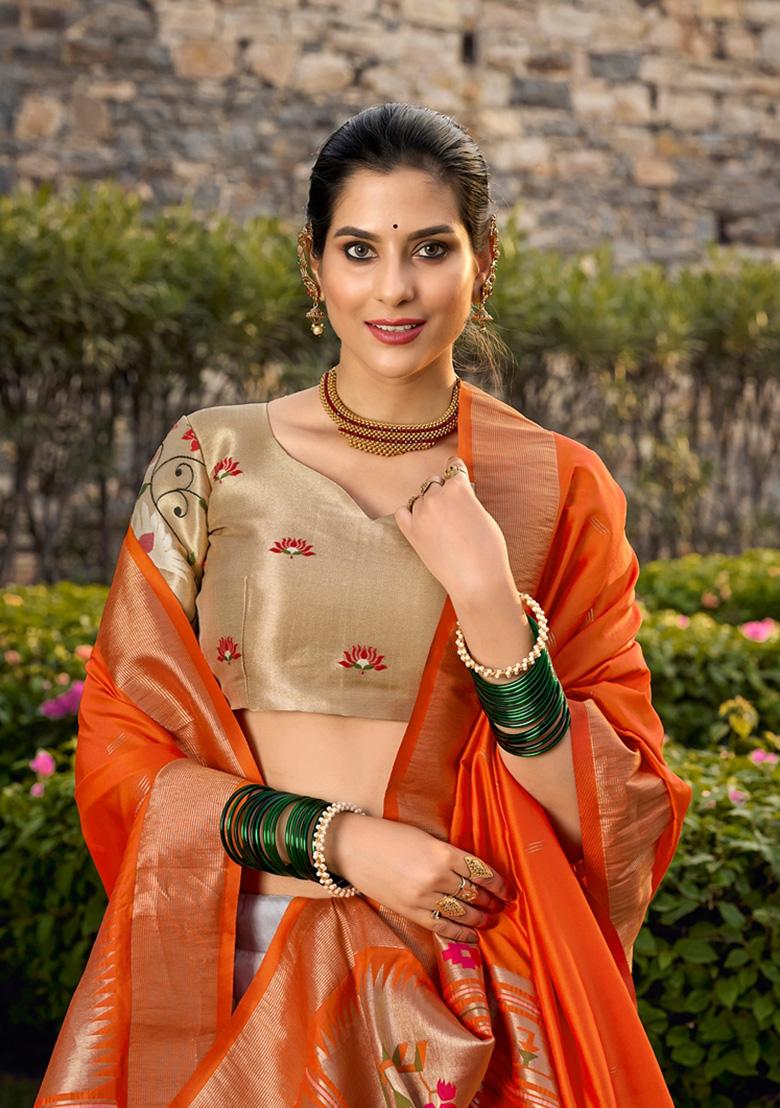 White Zari Woven Jacquard Lehenga Set