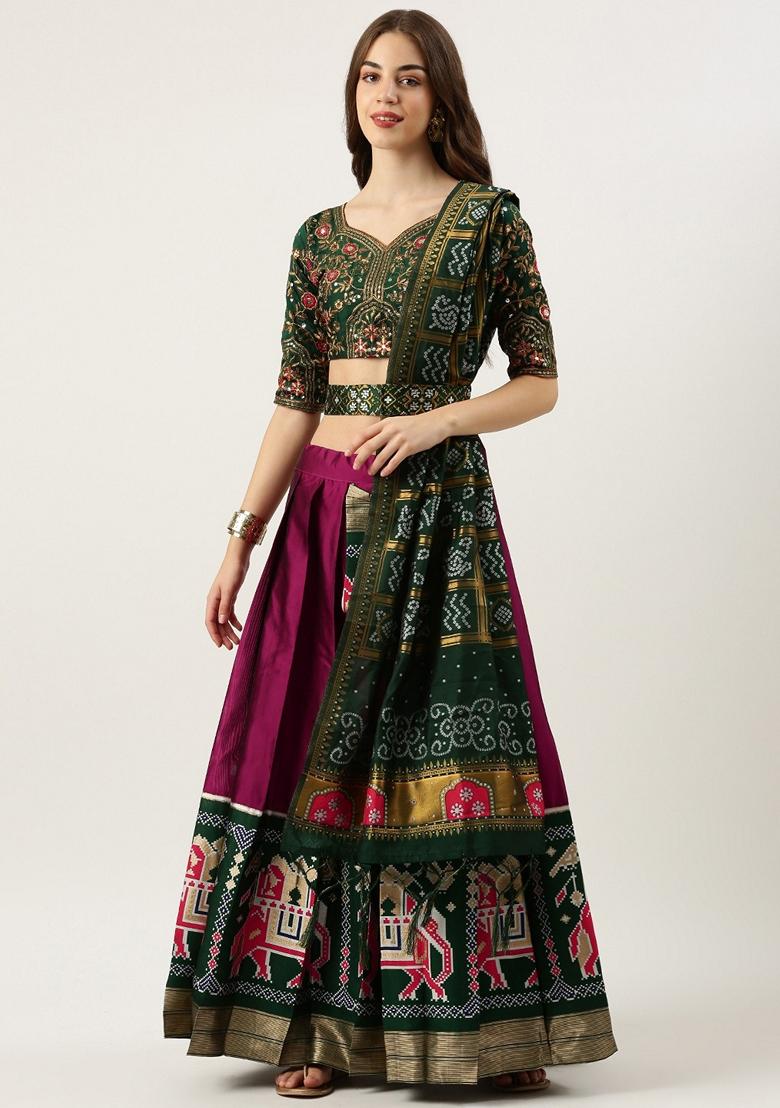 Pink Jacquard Woven Lichi Silk Lehenga Set