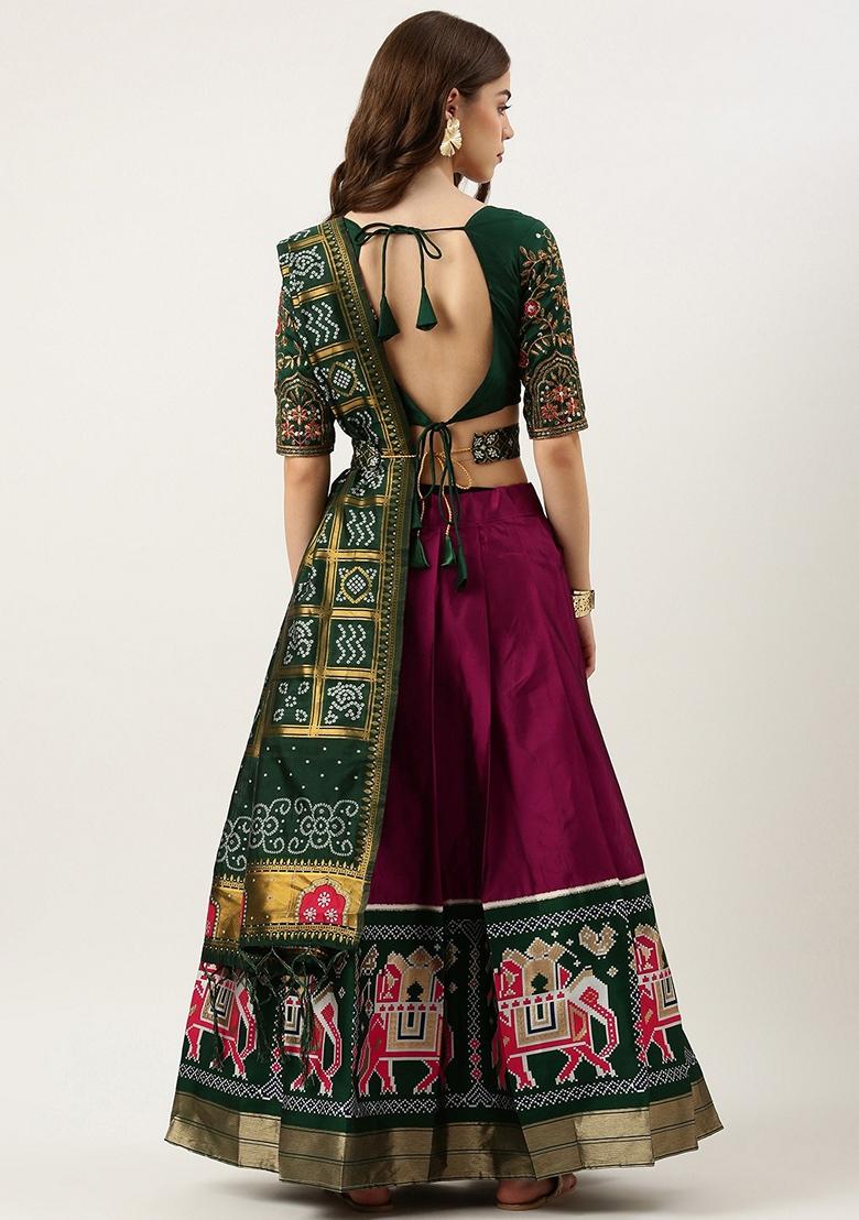 Pink Jacquard Woven Lichi Silk Lehenga Set