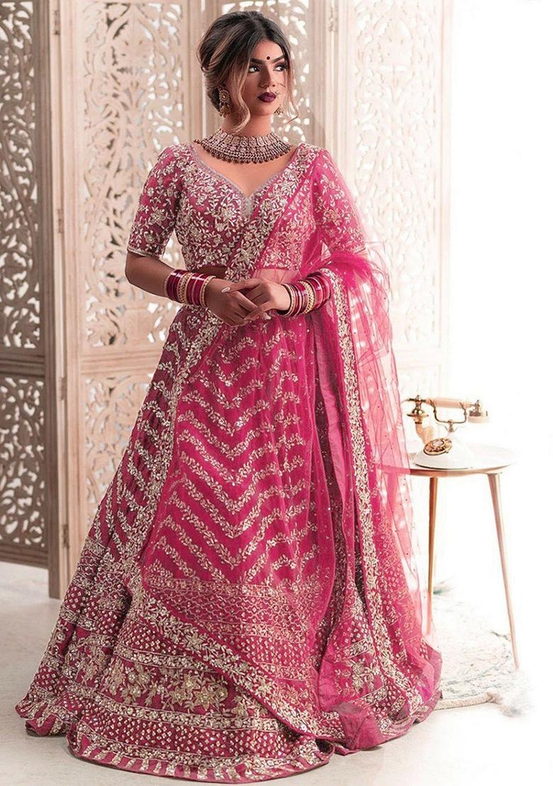 Wine Sequin Thread Embroidered Banglori Silk Lehenga Set