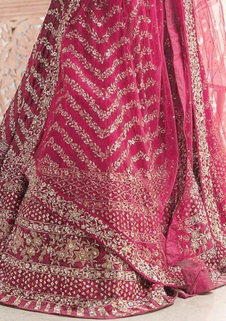 Wine Sequin Thread Embroidered Banglori Silk Lehenga Set