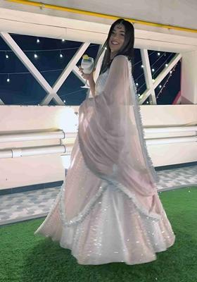 Multicolor Sequin Thread Embroidered Banglori Silk Lehenga Set