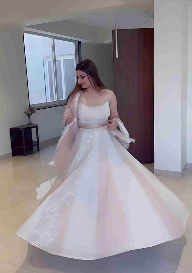 Multicolor Sequin Thread Embroidered Banglori Silk Lehenga Set