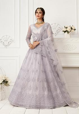 Light Lavender Embroidered Net Lehenga Set