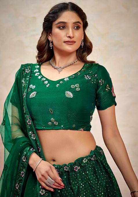 Fendy Silk Lehenga Choli Artistic Thread Embellishment Wedding Graduation Prom Refined Women's Ensemble Wrinkle Free Quick Dry