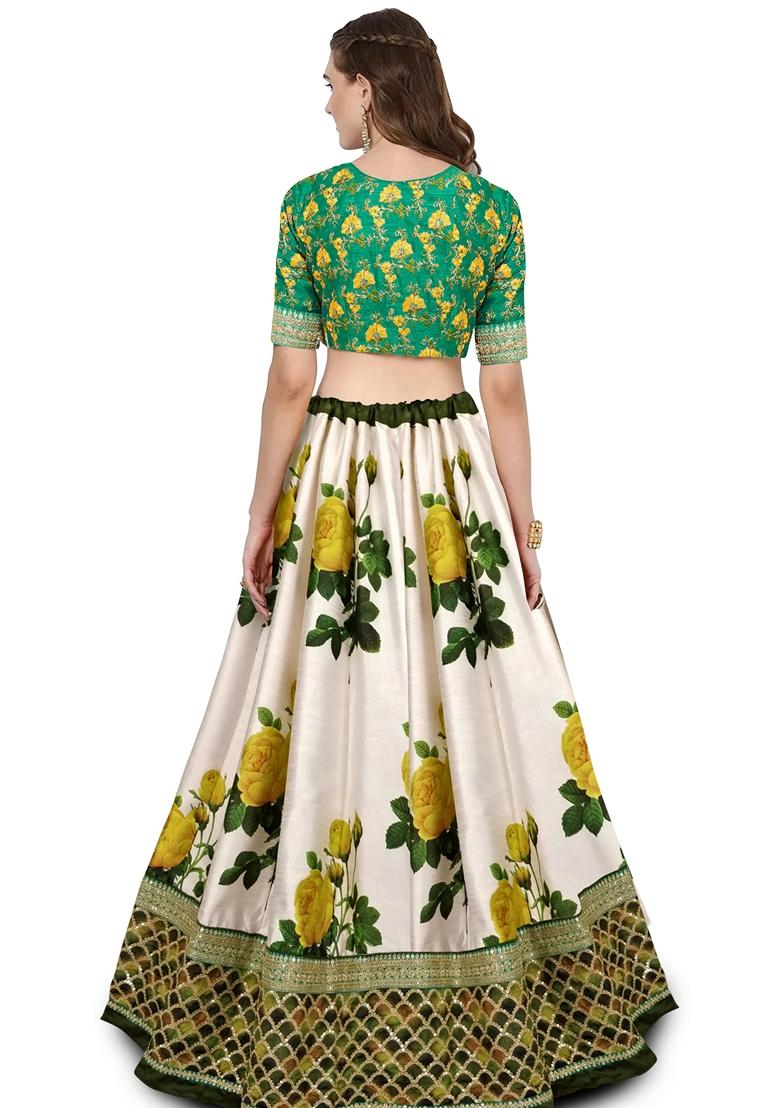 Multicolor Embroidered Art Silk Lehenga Set
