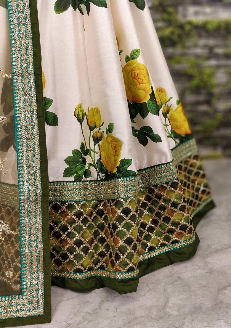 Multicolor Embroidered Art Silk Lehenga Set