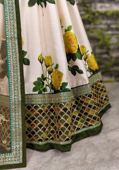 Multicolor Embroidered Art Silk Lehenga Set