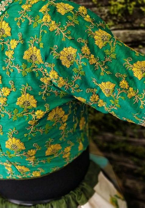 Multicolor Embroidered Art Silk Lehenga Set