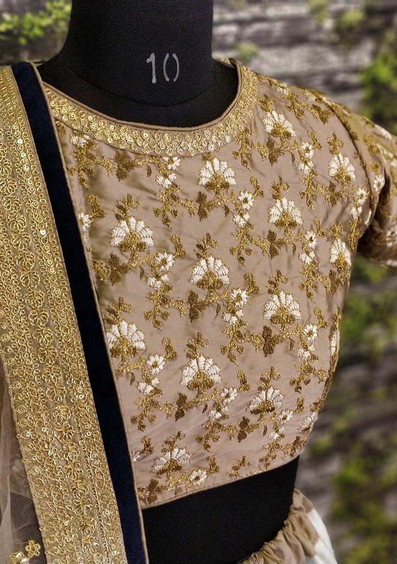 Multicolor Embroidered Art Silk Lehenga Set