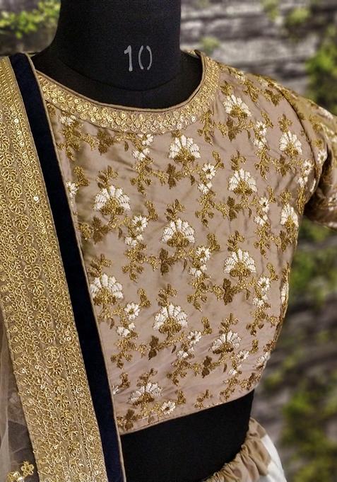 Multicolor Embroidered Art Silk Lehenga Set