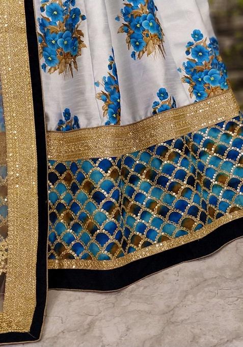Multicolor Embroidered Art Silk Lehenga Set