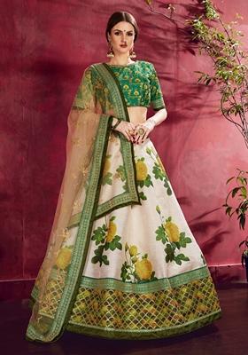 Green Embroidered Art Silk Lehenga Set